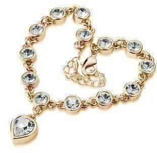 Linked Forever Crystal Heart Charm Bracelet For Woman- Choose Your Color