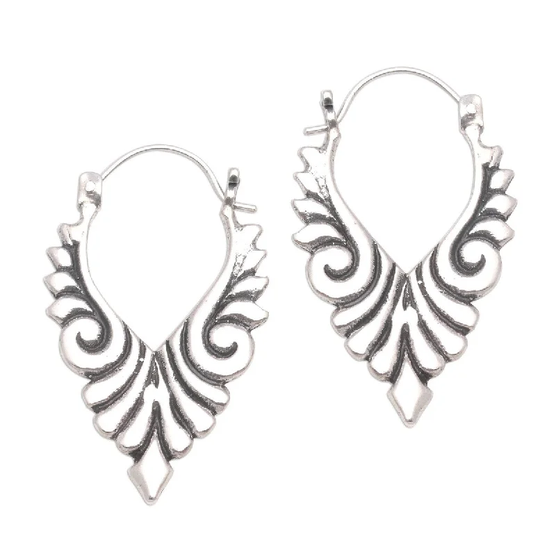 NOVICA Elegant Beauty, Sterling silver hoop earrings - 1.4*0.1