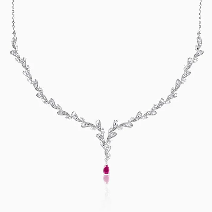 Silver Ruby Detail Necklace