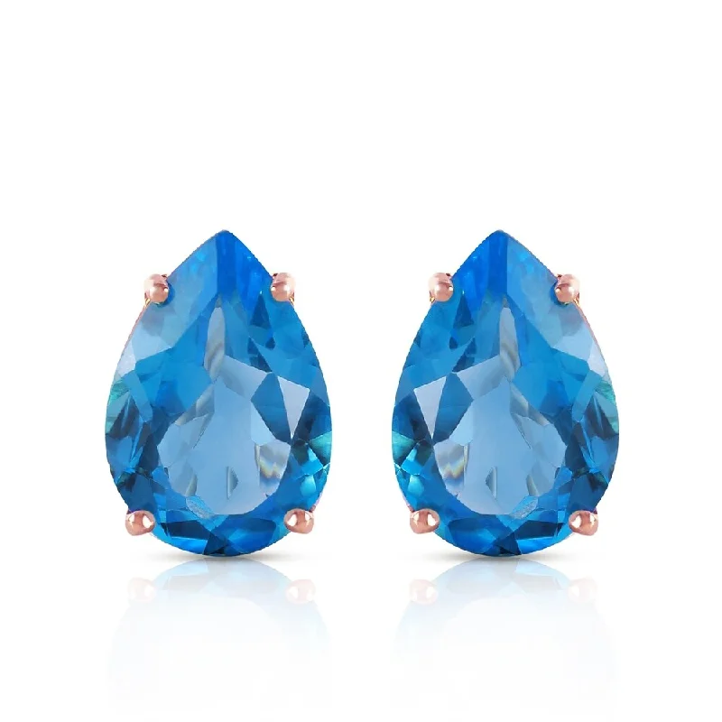 10 Carat 14K Solid Rose Gold Pear Shape Blue Topaz Earrings