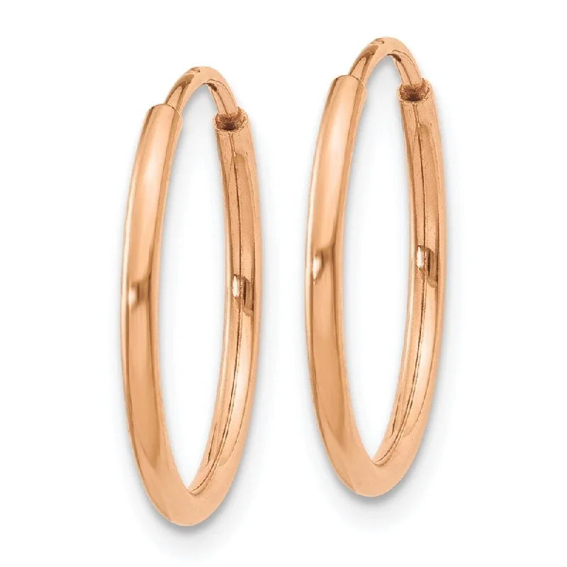 Diamond2Deal 14k Rose Gold 1.2mm Polished Endless Hoop Earrings (L-16mm, W-16mm)