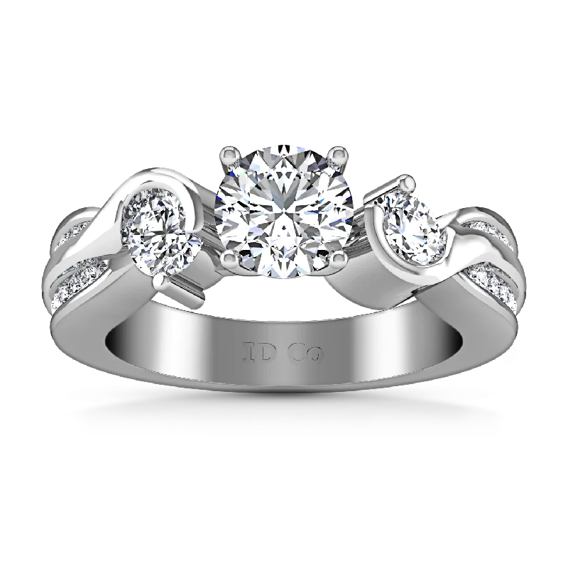 Three Stone Engagement Ring Cosette 14K White Gold