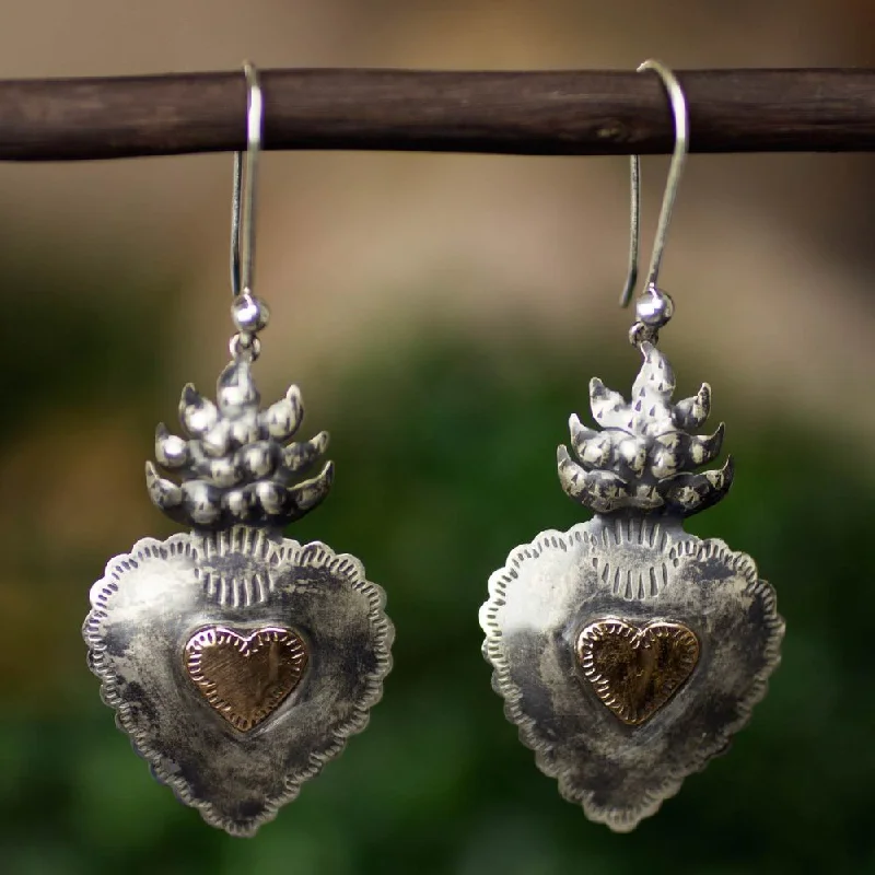 Handcrafted Sterling Silver 'My Sweet Hearts' Heart Earrings (Mexico)