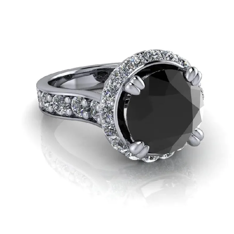 Black Diamond Halo Engagement Ring 4.21 ctw