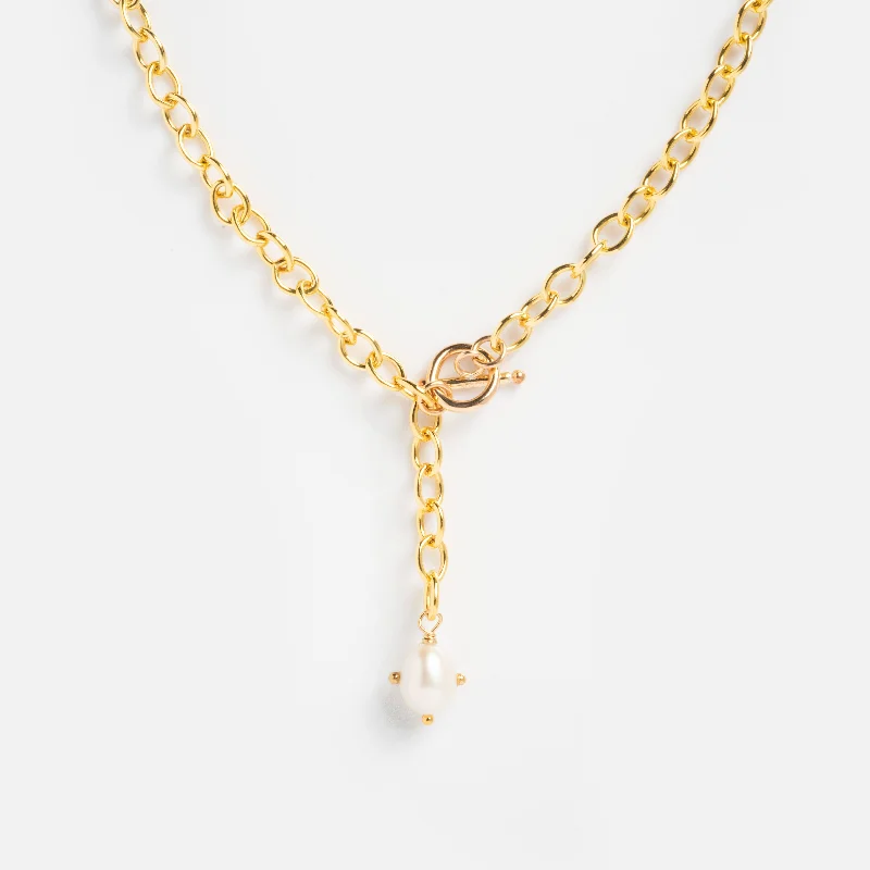 Celestial Pearl Lariat Necklace