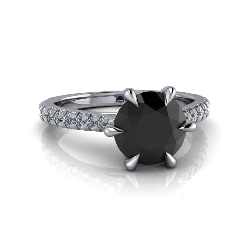 Black Diamond Engagement Ring 6-Prong French Set 2.33 CTW