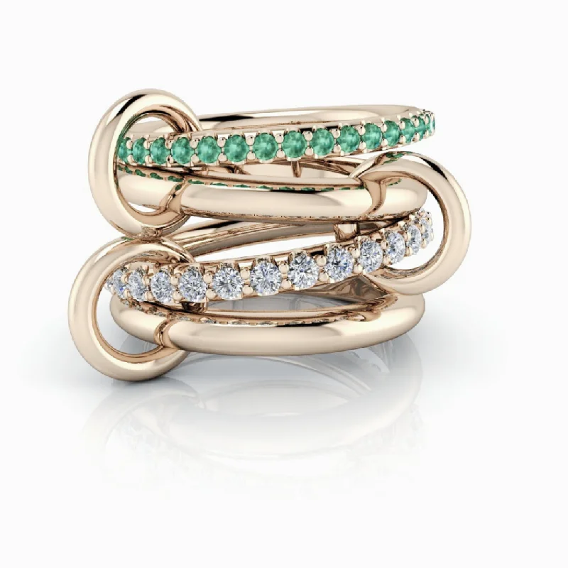 Diamond & Emerald Connected Rings No. 38