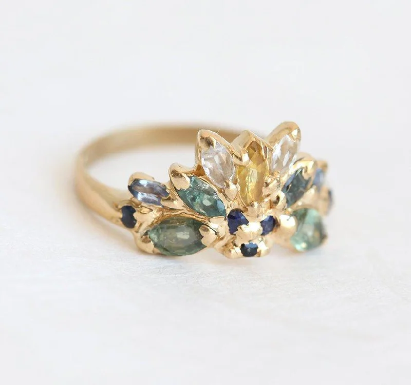 Yellow Gold Engagement Ring, Unique Engagement Ring