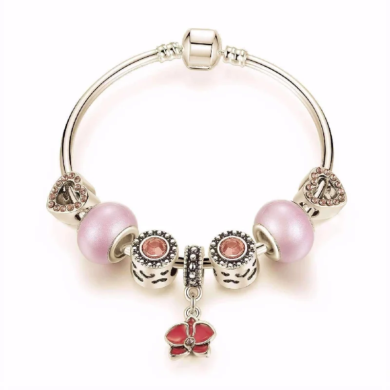 Think Pink Silver Bangle Bracelet for Women