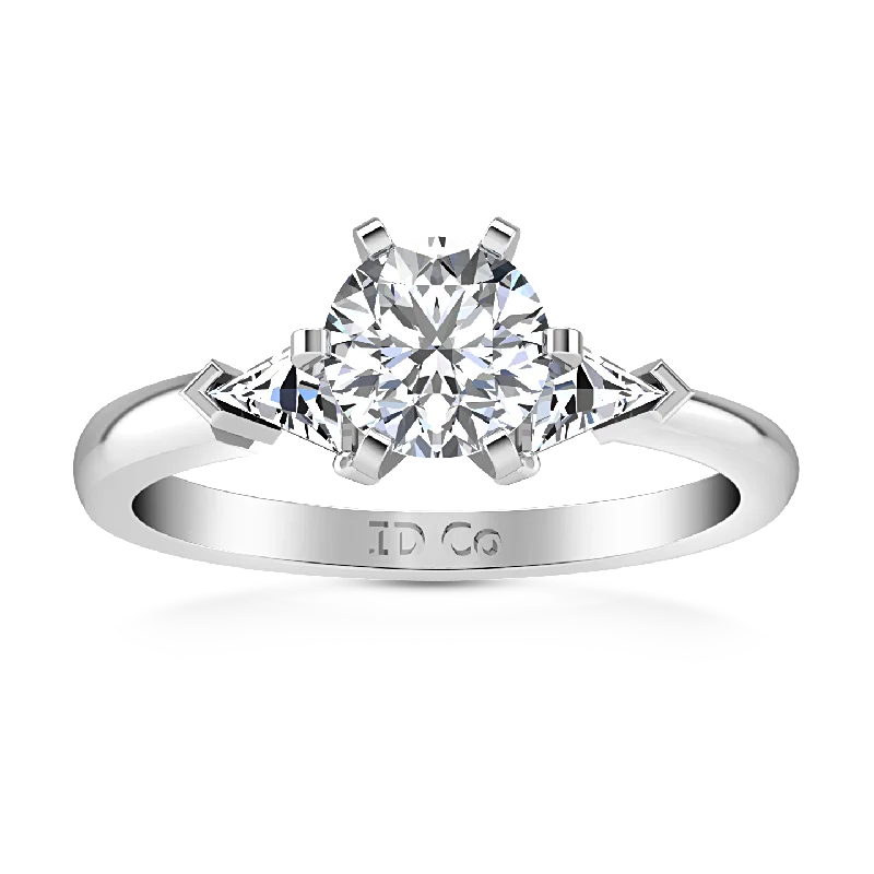 Three Stone Engagement Ring Miranda Trilliant 14K White Gold