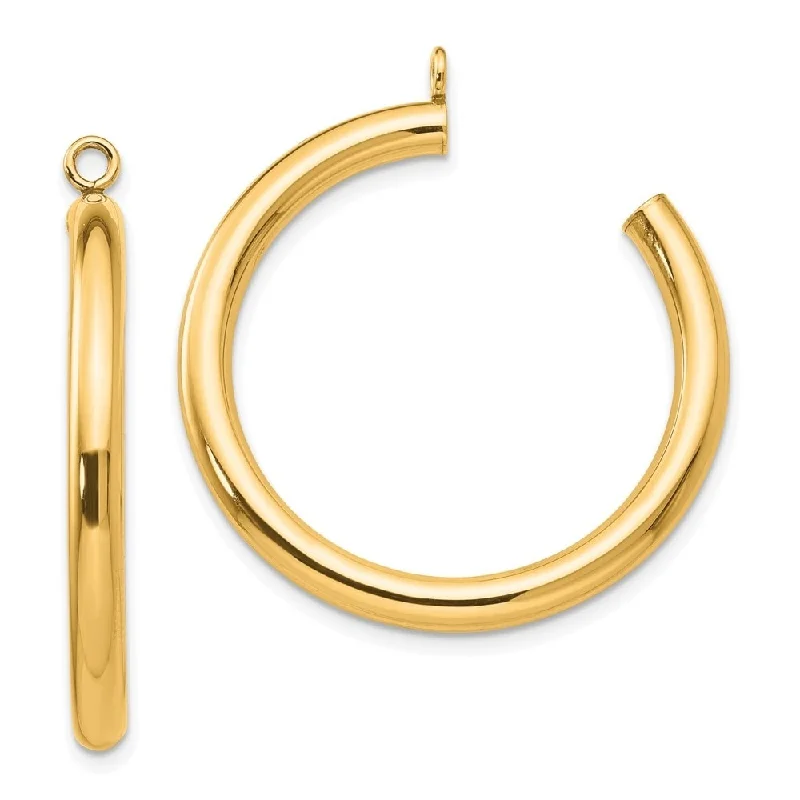 Diamond2Deal 14k Yellow Gold Polished Tube Hoop Earrings Jackets (L-30mm, W-mm)