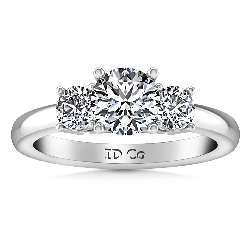 Three Stone Engagement Ring Classic 14K White Gold