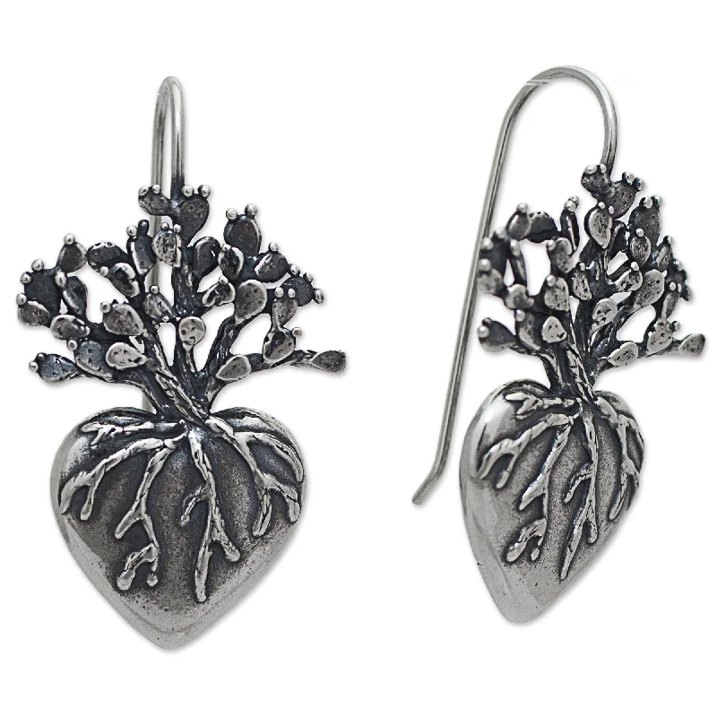 Handmade Sterling Silver 'Root of Life' Earrings (Mexico) - 1.6L*0.9W