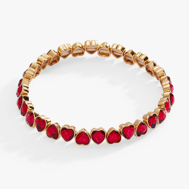 Red Crystal Heart Stretch Bracelet