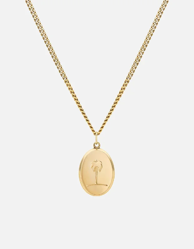 Palm Tree Necklace, Gold Vermeil