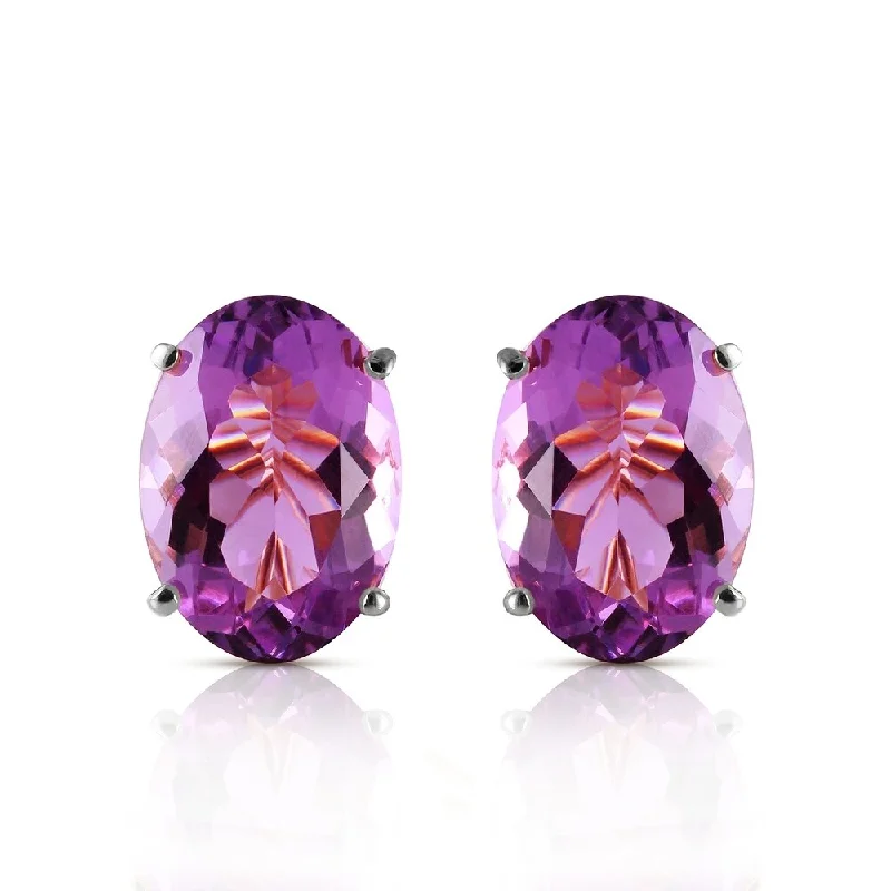 15.1 CTW 14K Solid White Gold French Clips Earrings Natural Amethyst