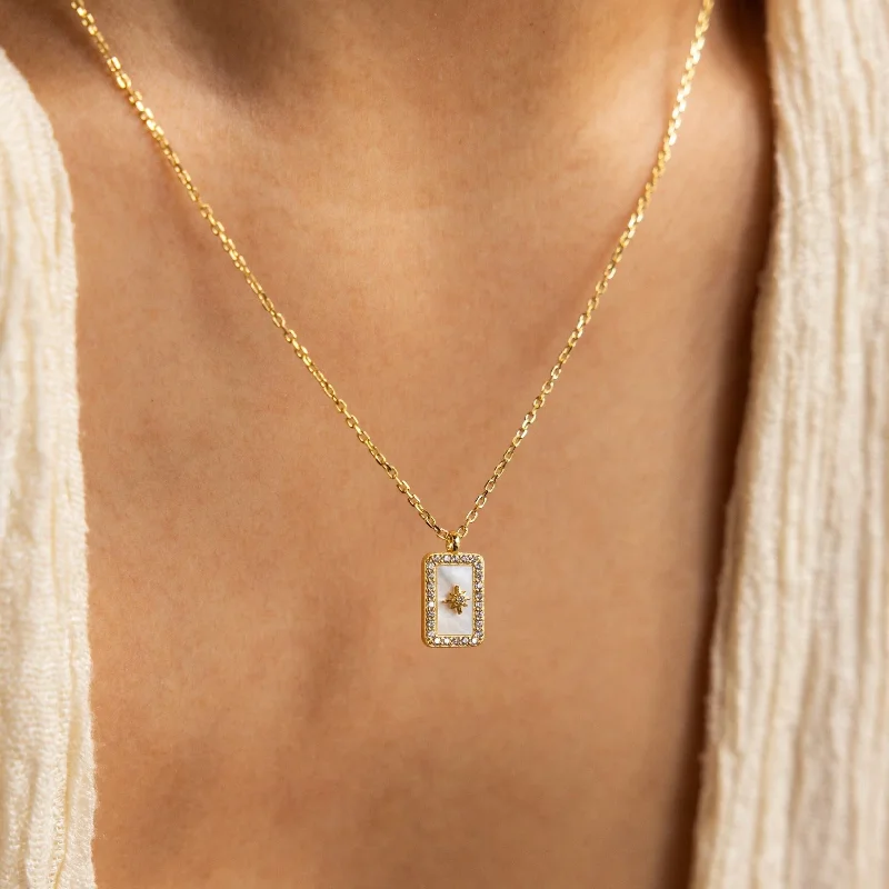 Pave Pearl North Star Necklace