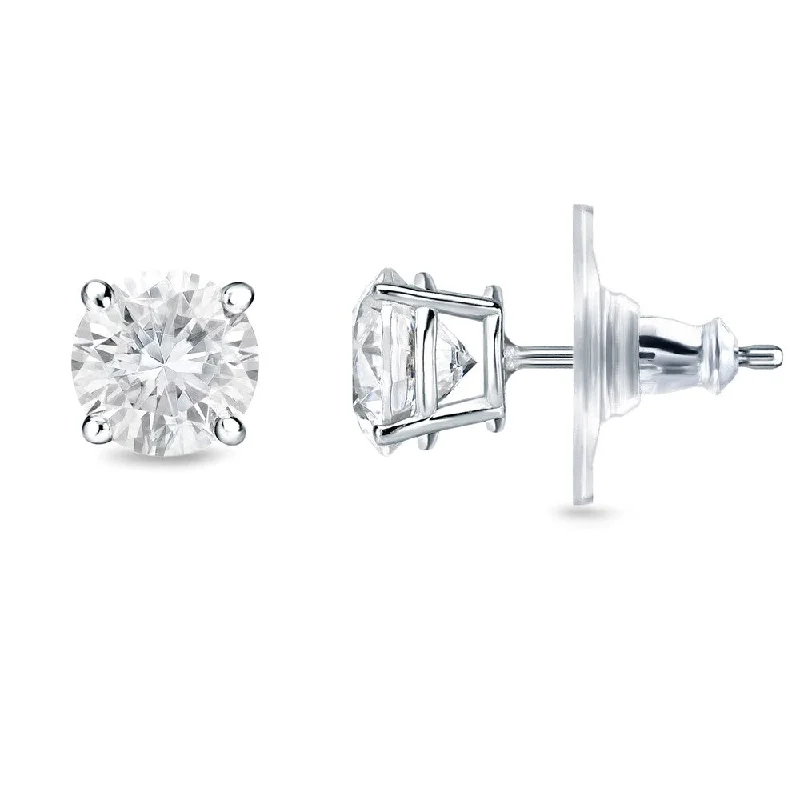 14k Gold 1/2ct TDW Locking Back Round Diamond Stud Earrings by Auriya ( H-I, SI1-SI2)