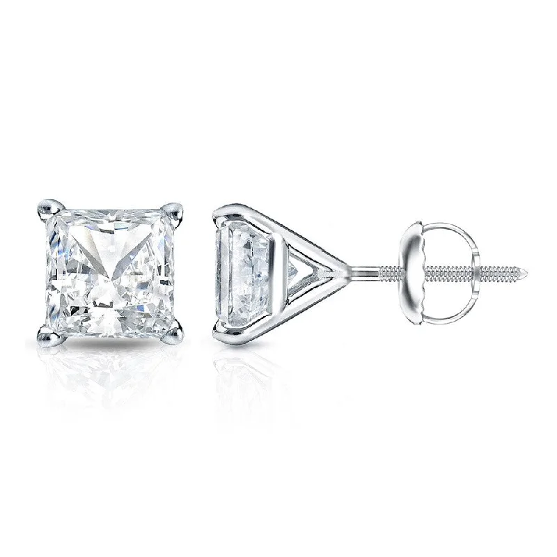 Auriya 1/2ctw Princess-cut Diamond Stud Earrings 14k Gold Martini-set (H-I, SI1-SI2)