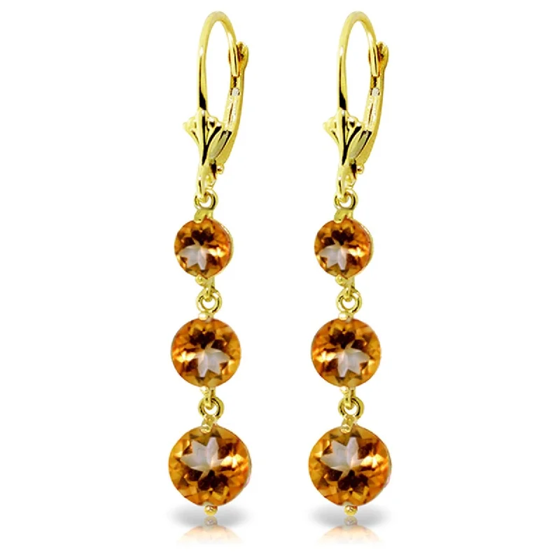 7.2 Carat 14K Solid Gold Chandelier Citrine Gemstone Earrings