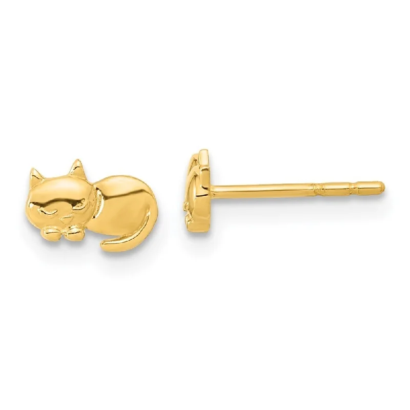 Diamond2Deal 14k Yellow Gold Polished Cat Post Stud Earrings (L-5.15mm, W-7.05mm)