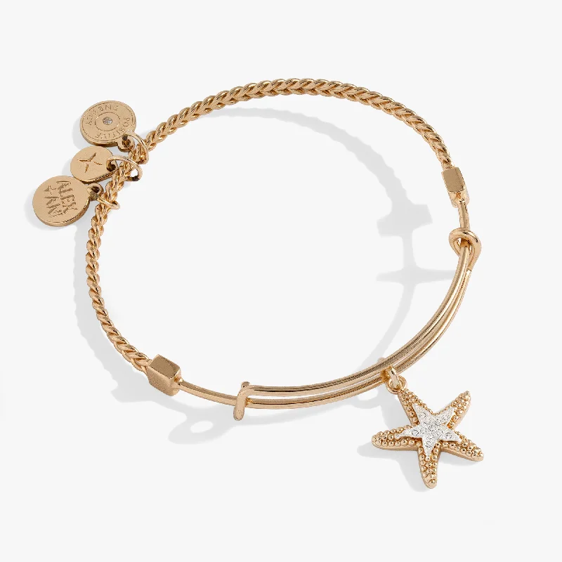 Textured Starfish Charm Bangle