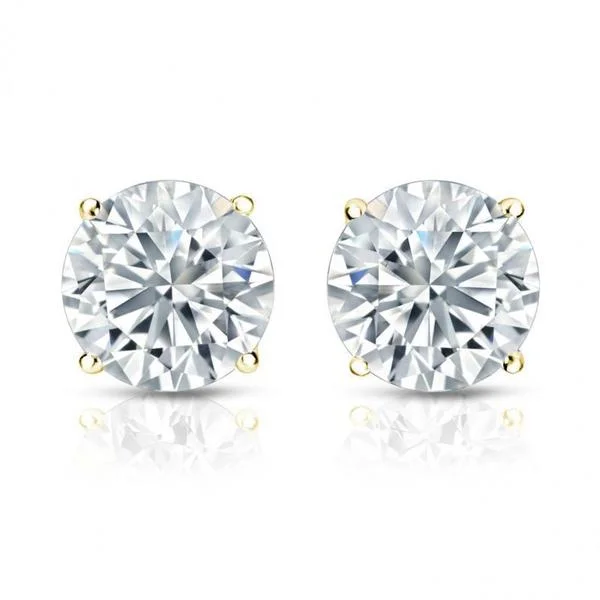 Auriya 14k Gold GIA Certified 2.70 ct. TDW Secure-Lock Round Diamond Stud Earrings