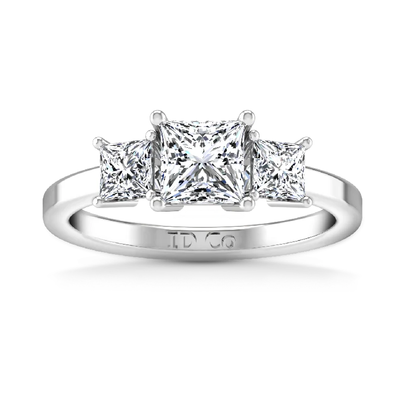 Three Stone Engagement Ring Adonna 14K White Gold