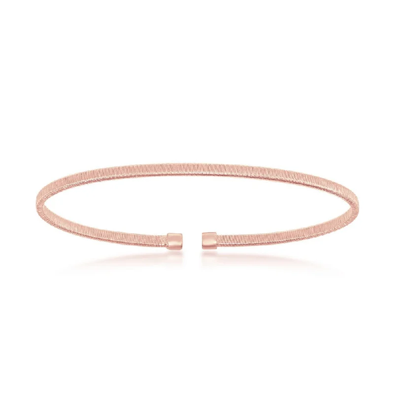 Sterling Silver Wire Designer Bangle, Bonded with 14K Rose Gold Plating (97244)