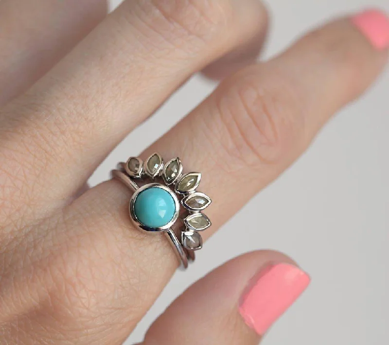 Turquoise Ring Set, Engagement Ring