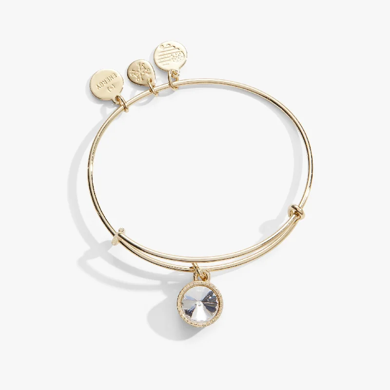 April Clear Crystal Birthstone Charm Bangle