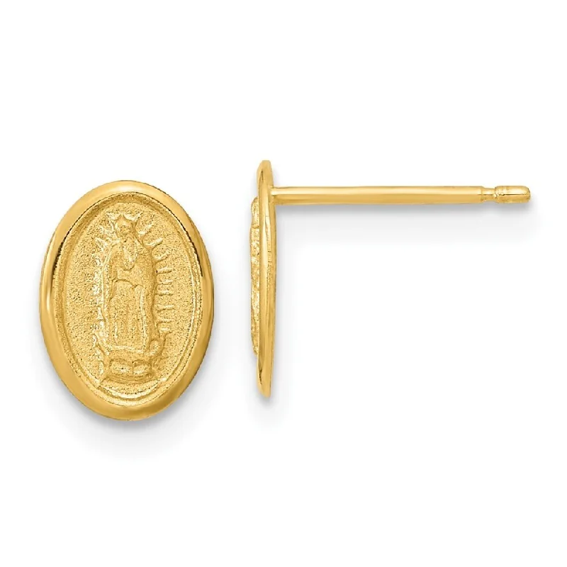 Diamond2Deal 14k Yellow Gold Polished Our Lady of Guadalupe Post Stud Earrings (L-9mm, W-7mm)