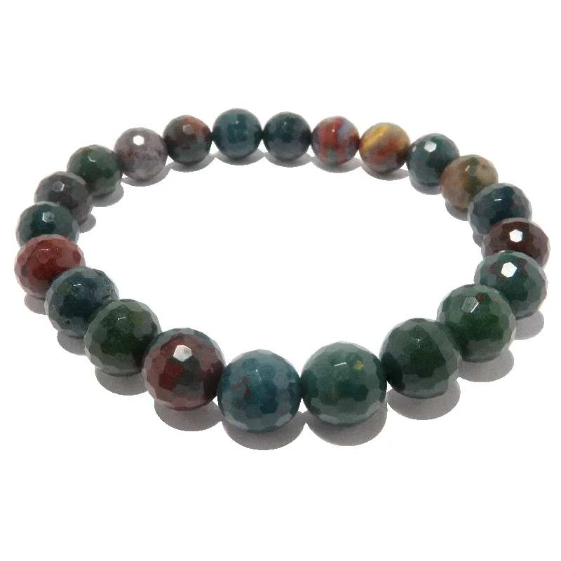 Bloodstone Bracelet Green Red Indian Faceted