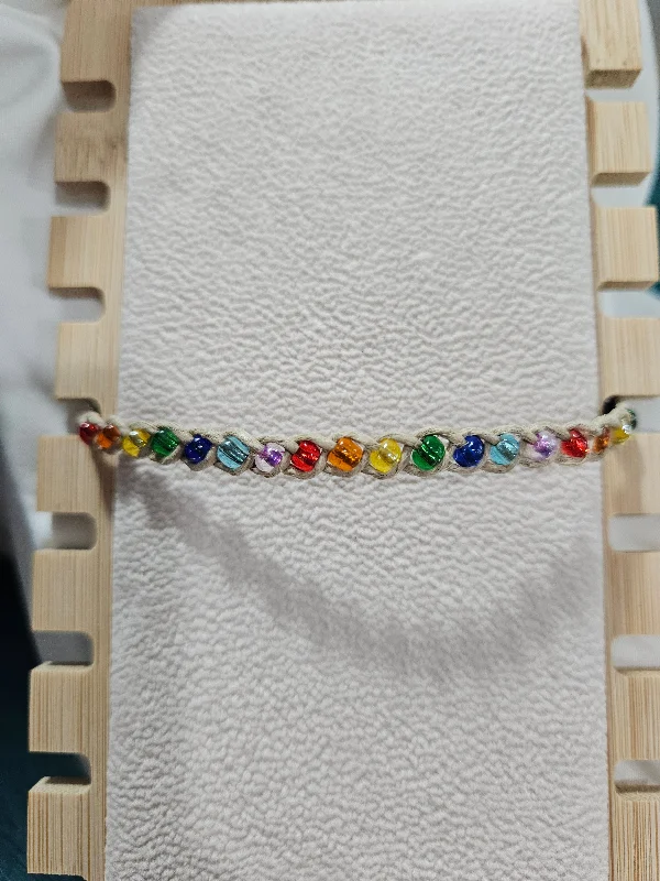 Hemp Rainbow Bead Bracelet