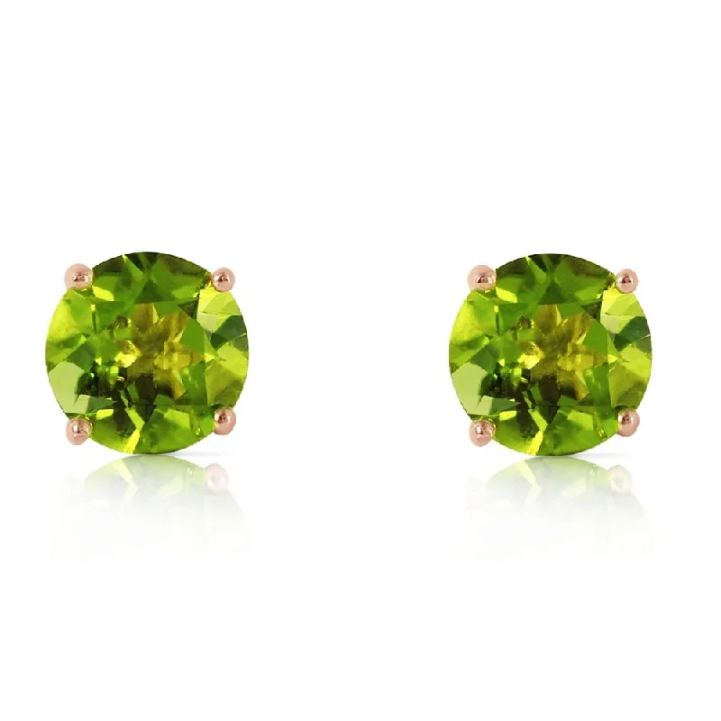 3.1 CTW 14K Solid Rose Gold Stud Earrings Natural Peridot