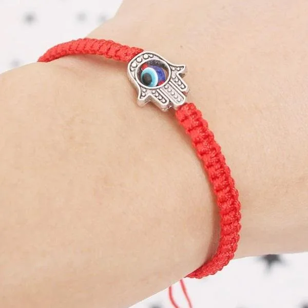 Braided Hamsa Blue Evil Eye Adjustable Bracelet