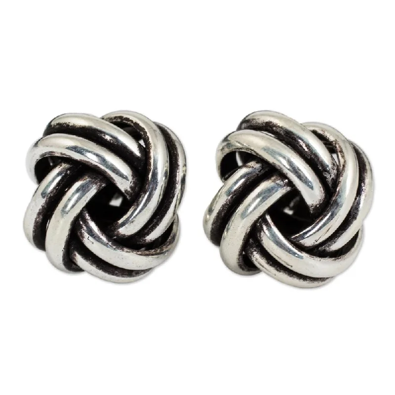 Handmade Sterling Silver Double Love Knot Earrings (Thailand)