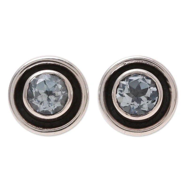 NOVICA Graceful Frames, Blue topaz stud earrings - 0.4*0.4