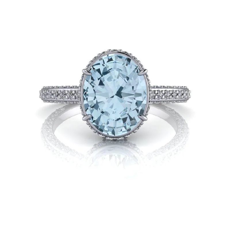 Oval Aquamarine & Diamond Engagement Ring, 2.70 ctw