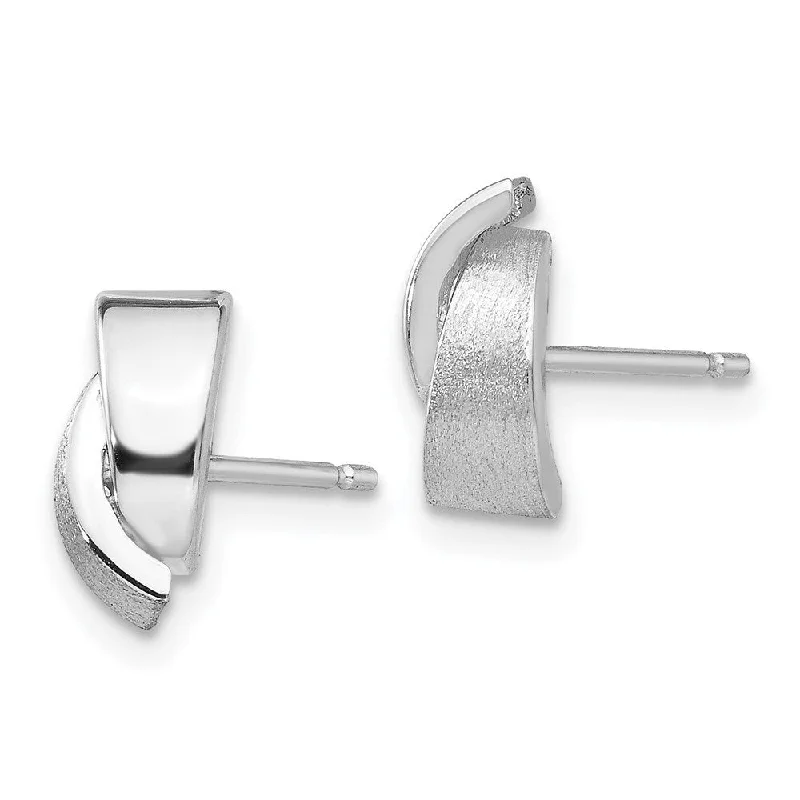 Diamond2Deal 14k White Gold Polished and Satin Fancy Post Stud Earrings (L-7mm, W-6mm)