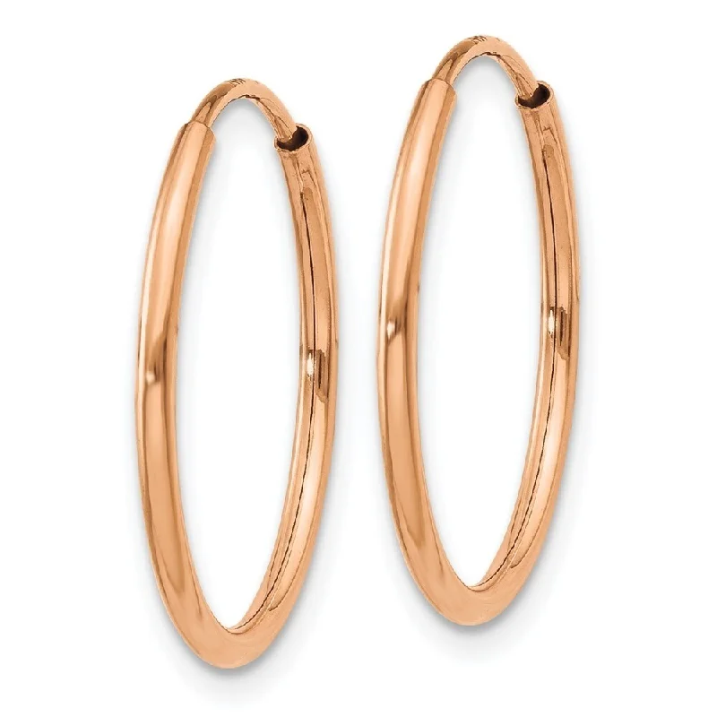 Diamond2Deal 14k Rose Gold 1.2mm Polished Endless Hoop Earrings (L-20mm, W-20mm)