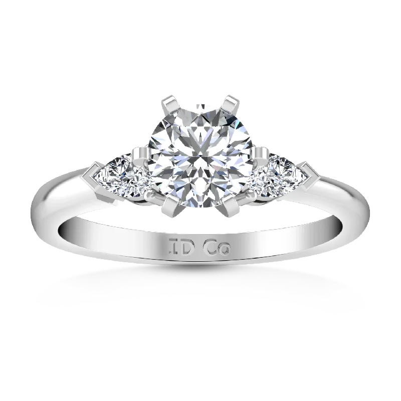 Three Stone Engagement Ring Eliza Pear Shape 14K White Gold