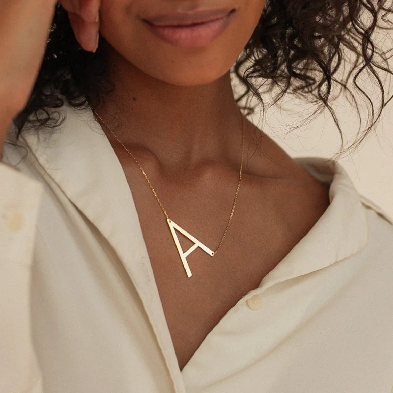 Large Sideways Initial Necklace