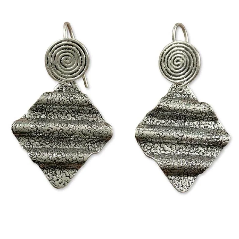 Sterling Silver 'Ripples' Earrings (India)