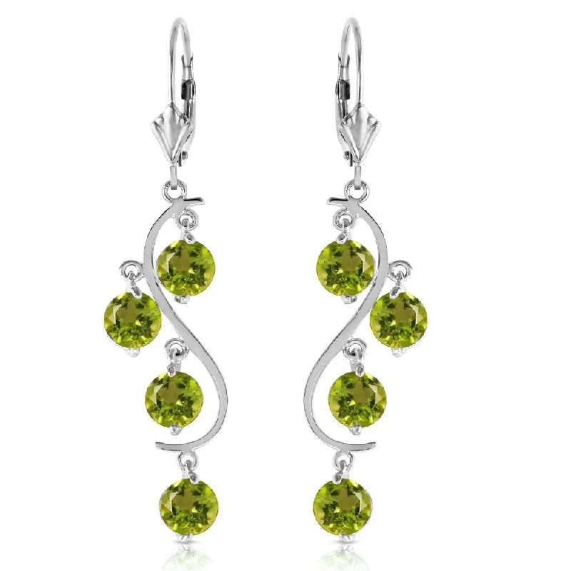 4.95 Carat 14K Solid White Gold Isabel Archer Peridot Earrings