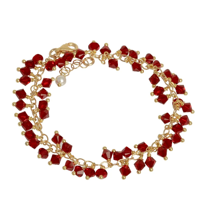 Garnet Red Crystal Charm Bracelet