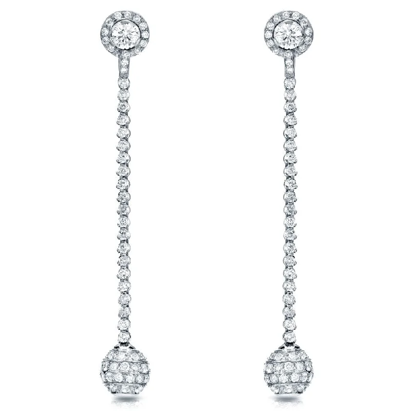 Auriya 18k White Gold 7ct TDW Diamond Dangle Ball Drop Earrings (F-G, SI1-SI2)