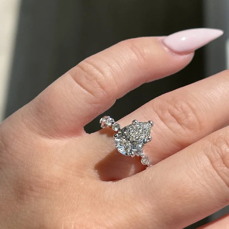 2.00 Carat Pear Natural Diamond Engagement Ring