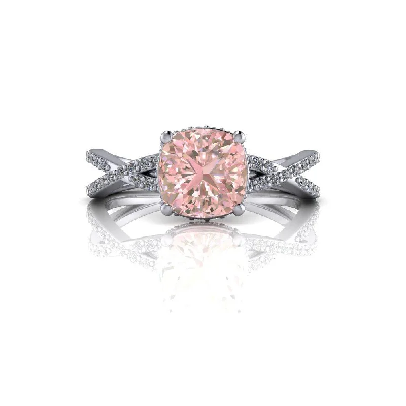 1.60 ctw Cushion Cut Morganite Engagement Ring